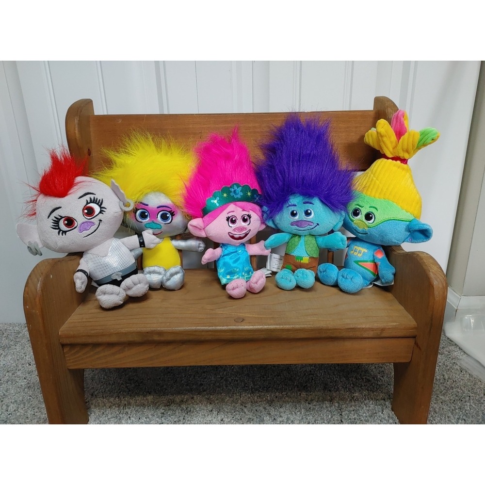 Dreamworks TROLLS World Tour Dance Off Plush Set 5 Pc EXCLUSIVE Character Set